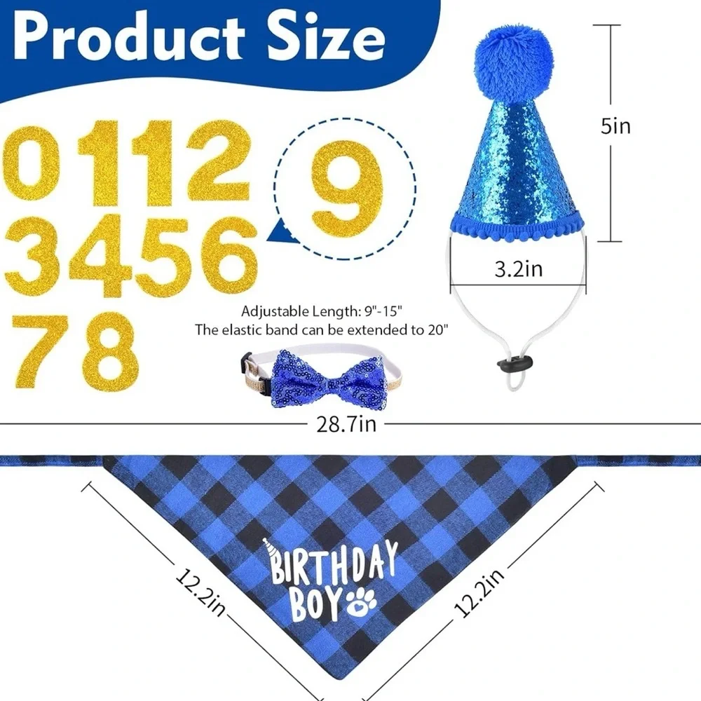 Dog Birthday Boy Party Set Bandana Hat Bow Tie NWT
